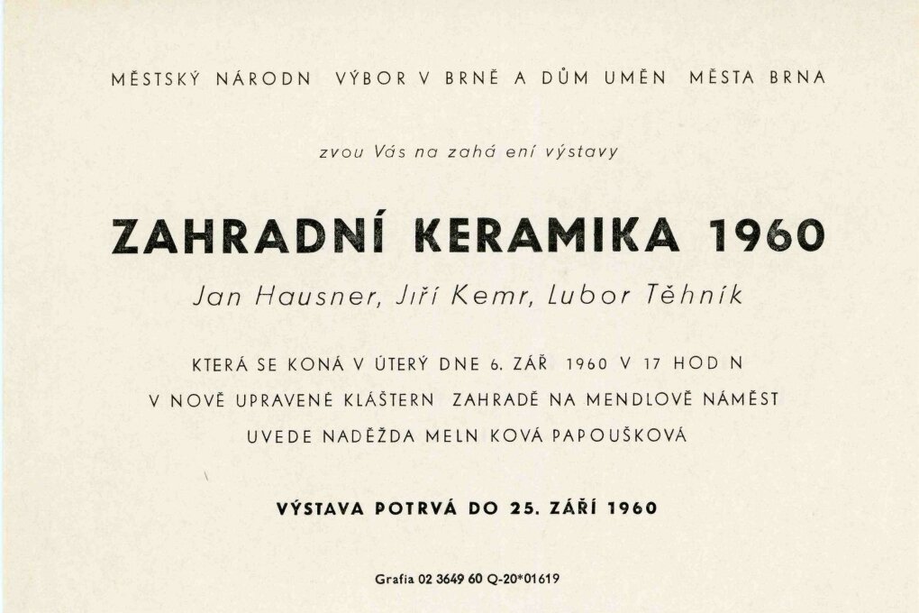 Zahradní keramika 1960. Jan Hausner, Jiří Kemr, Lubor Těhník